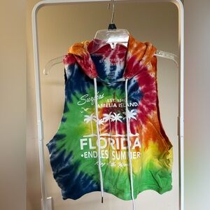 Tie-Dye Florida Sleeveless Hoodie - Multicolor